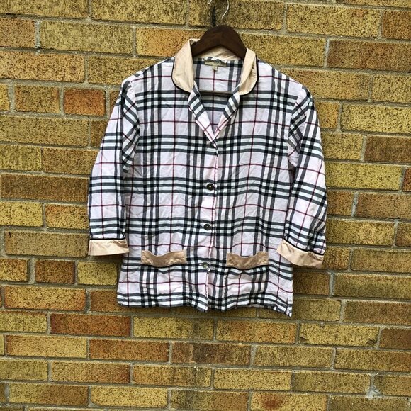 100% Silk Burberry Novacheck Nightgown Small - Picture 6 of 7